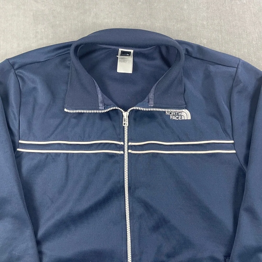 The North Face Mens X-Large Navy Blue Track Jacket Full Zip Piping‎ Logo